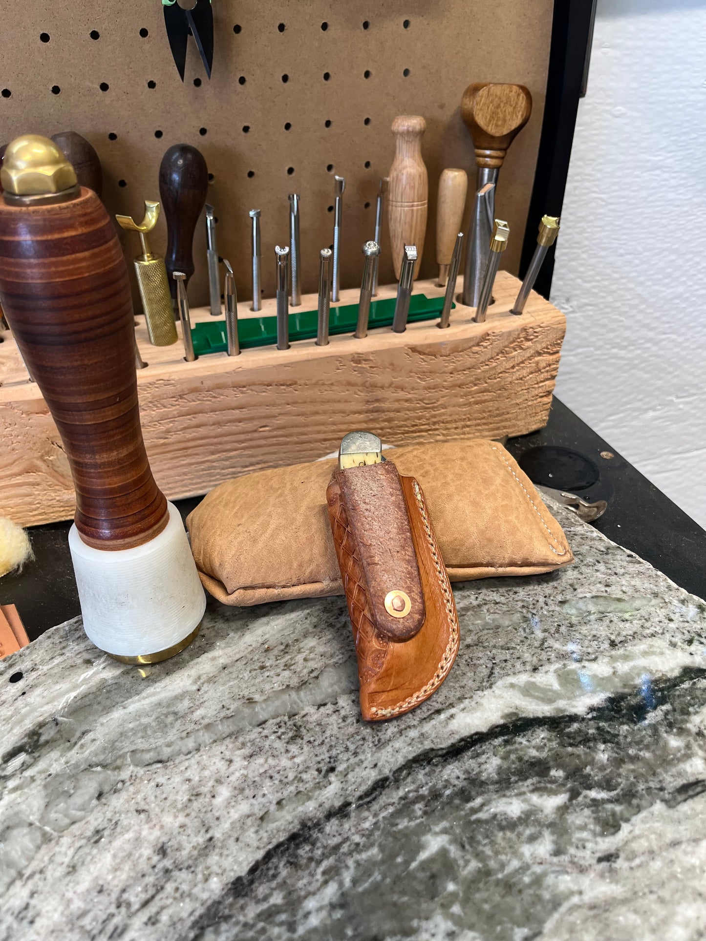 Stamped Vertical Leather Sheath